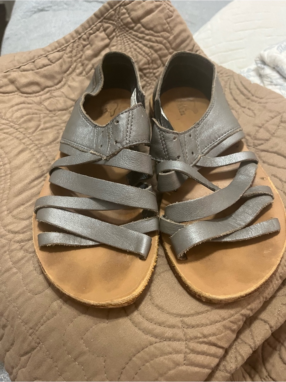 Sorel Women's Metallic Gray Strappy Sandals